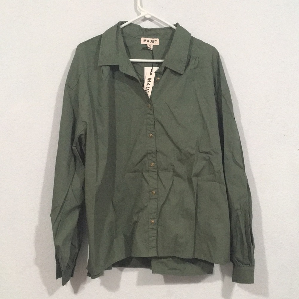 Mauby Women's Green Button Down Collared Shirt